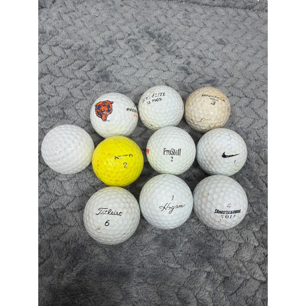 Mixed Lot 10 Used Golf Balls Titleist Nike Bridgestone Chicago Bears Practice